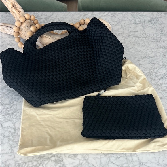 ✨ Brand New ✨ Naghedi Black Neoprene Woven Tote Bag with pouch - Picture 4 of 4